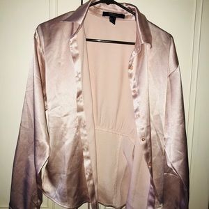Satin Pastel Pink Button Up